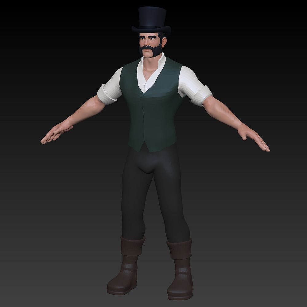 stylized 3d sculpt of a dapper gentleman