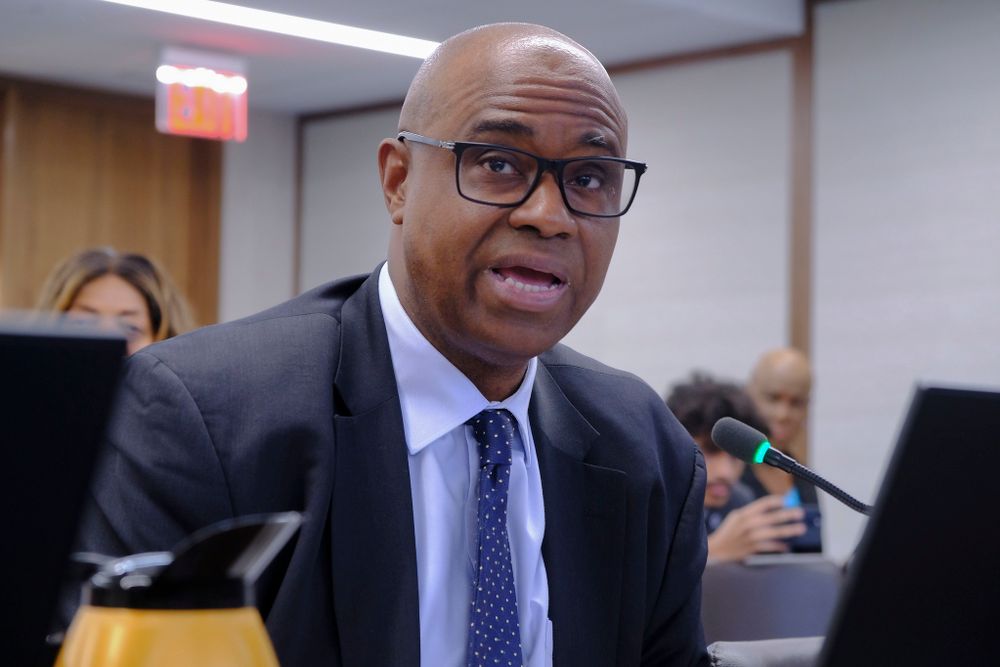 A community member from the Adams administration testifies at a joint hearing by Committees on Contracts, Women and Gender Equity, and Small Business 