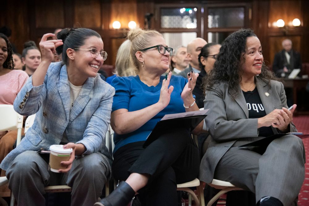 Council Members Cabán, Ayala and Aviles at a Puerto Rican Heritage Celebration in Council Chambers