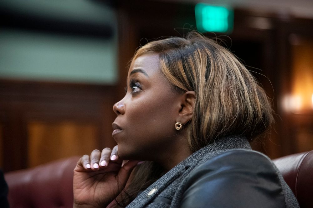Council Member Farah Louis at a Stated Meeting in Council Chambers. 

