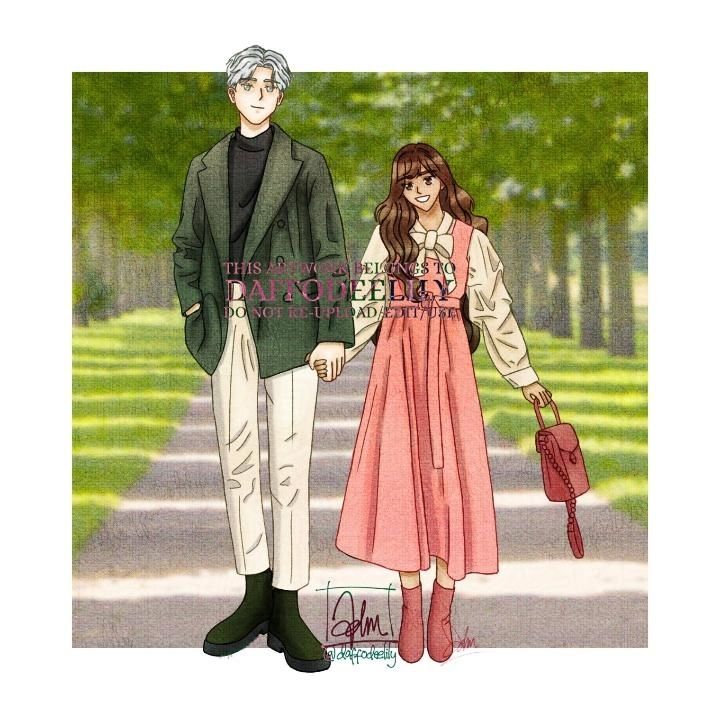 A fanart of draco ang hermione holding hands.