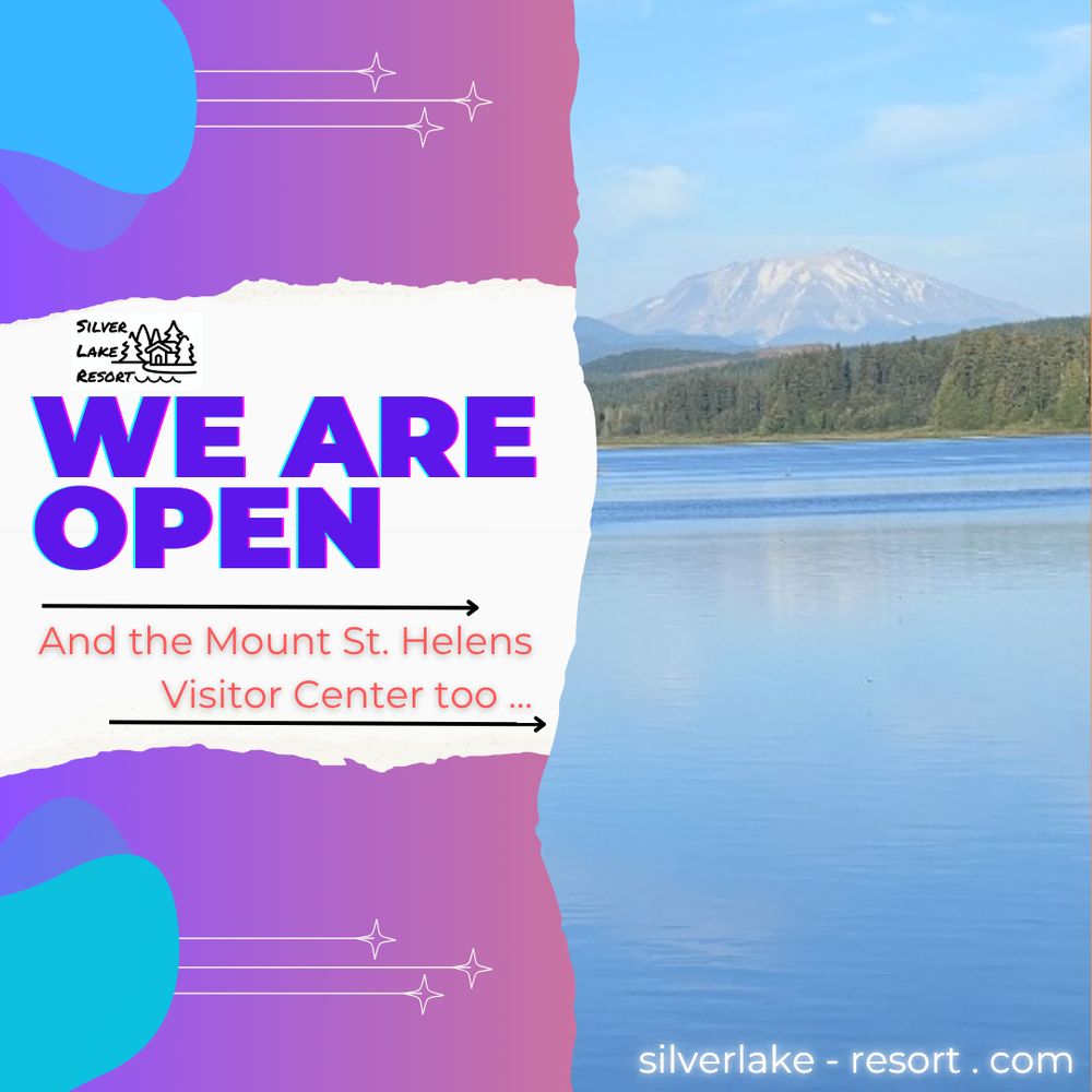 Silver Lake Resort is OPEN and ready for you! Just 1 mile down the road, the Mount St. Helens Visitor Center is also OPEN – the perfect combo for a fall adventure. 
The weekend forecast looks beautiful… so why not fish, boat, explore, and make it a last-minute getaway? Stay the night in a glamping cabin, RV, or lake - side motel and soak up the season in the PNW.
#silverlakeresortwa #ScoutingAmerica #airstream #lakesidemotel #hipcamp #littleguymax #FallGetaway #teardroptrailer #goodsam #pnw #mountsthelens #fieldtrip #sciencecamp #homeschooling #privateschool #cowlitzcounty #washingtonstate #staycation #thanksgiving #familyreunion #wedding