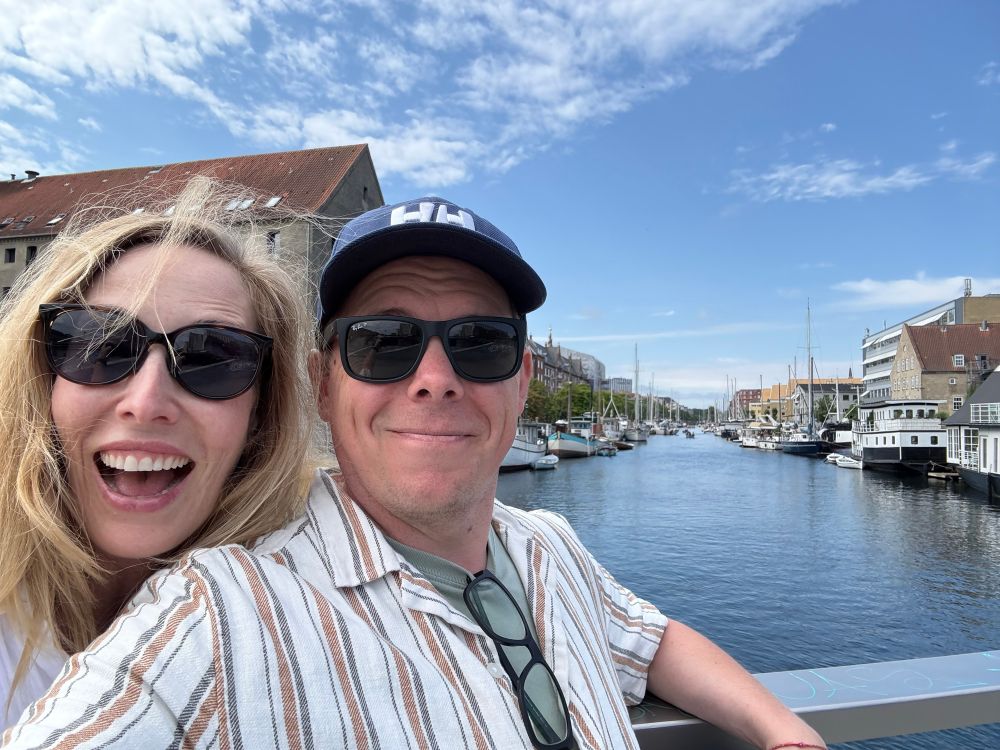 A selfie with my bestie on a sunny day overlooking the water in Copenhagen. 