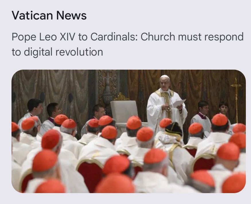 Vatican News

Pope Leo XIV to Cardinals: Church must respond to digital revolution
