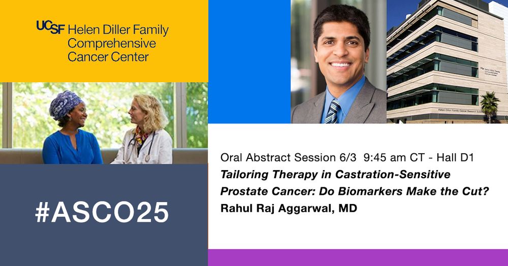 6/3 9:45 am CT  Hall D1 | Oral Abstract Session Dr. Rahul Aggarwal @ucsfhealth.bsky.social @ucsfurology.bsky.social discusses “Tailoring Therapy in Castration-Sensitive Prostate Cancer: Do Biomarkers Make the Cut?”