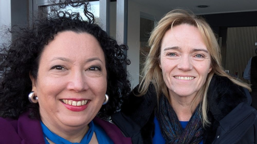 A selfie of Maya Forstater and Sandie Peggie together outside court