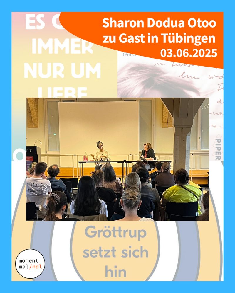 Eindrücke von der Lesung von Sharon Dodua Otoo am 03.06.2025 in Tübingen. Auf dem Bild: Sharon Dodua Otoo im Gespräch mit Sigrid G. Köhler während der Lesung. 