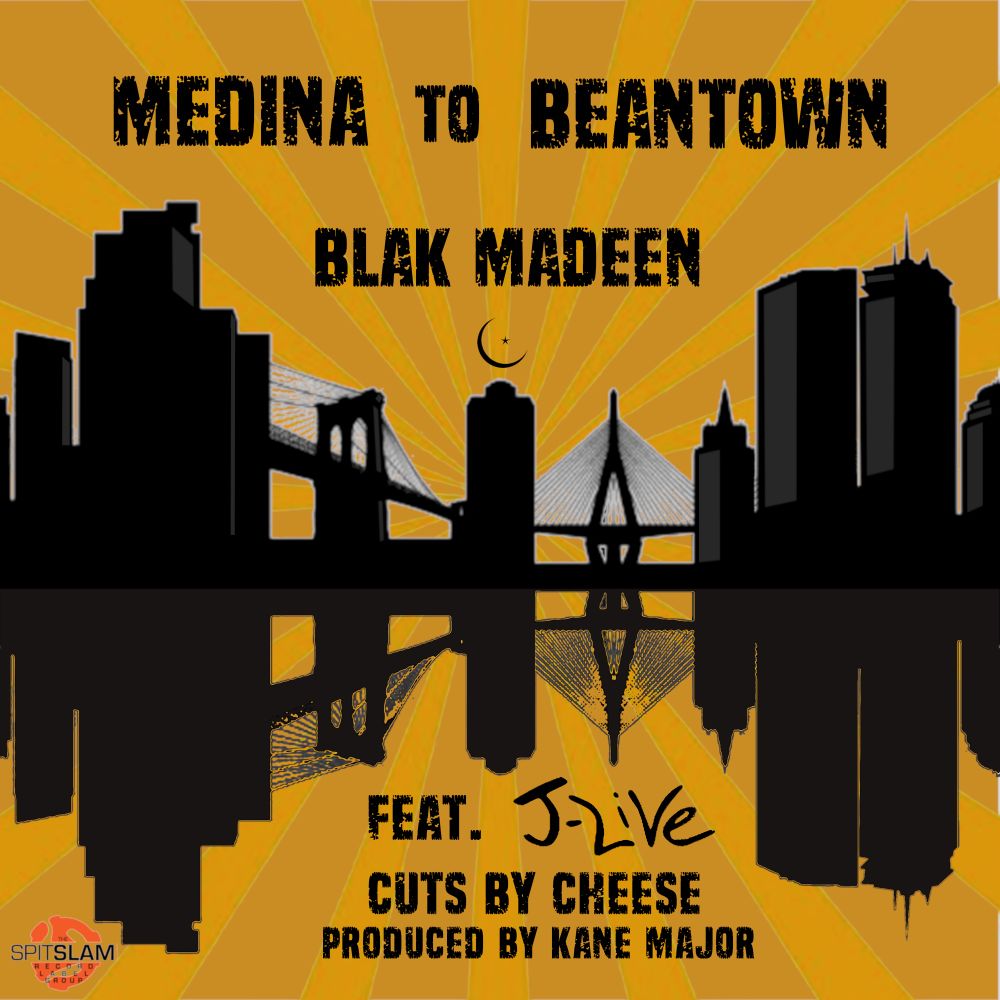 Cover art for Medina to Beantown. Latest single from Blak Madeen featuring J-Live. Out Friday 14.11.25