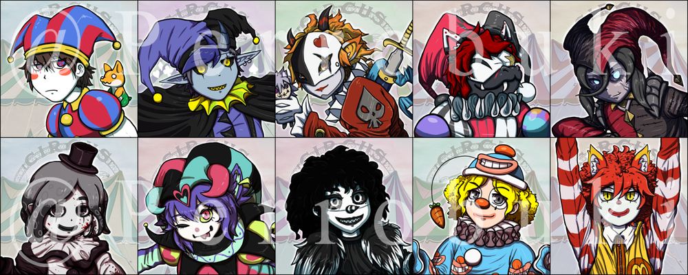 Pomni | Jevil | Piemon | Echo (WuWa) | Shaco
Art (Terrifier) | Fizzarolli | Laughing Jack | Moe | Ronald McDonald