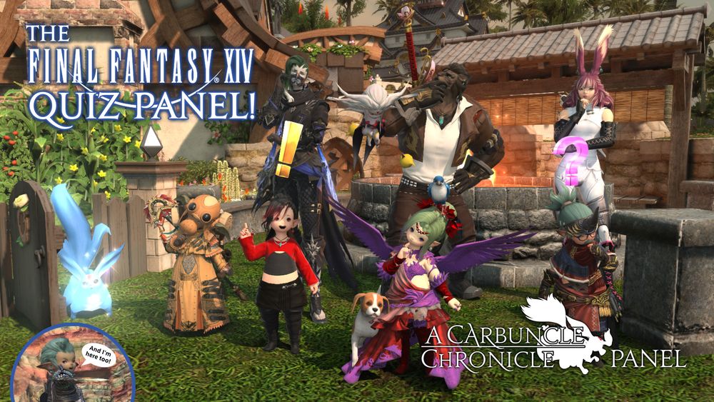 The title screen for our Final Fantasy XIV Trivia Panel at MomoCon 2025.