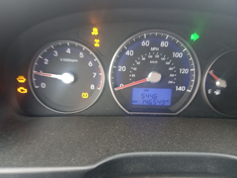 Car dashboard with all the warning lights on