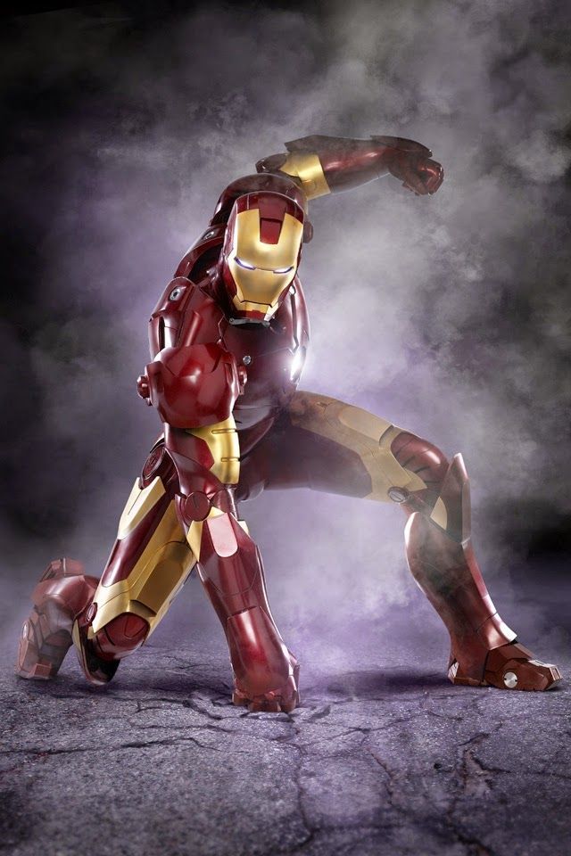 Iron man in a 3 point landing.