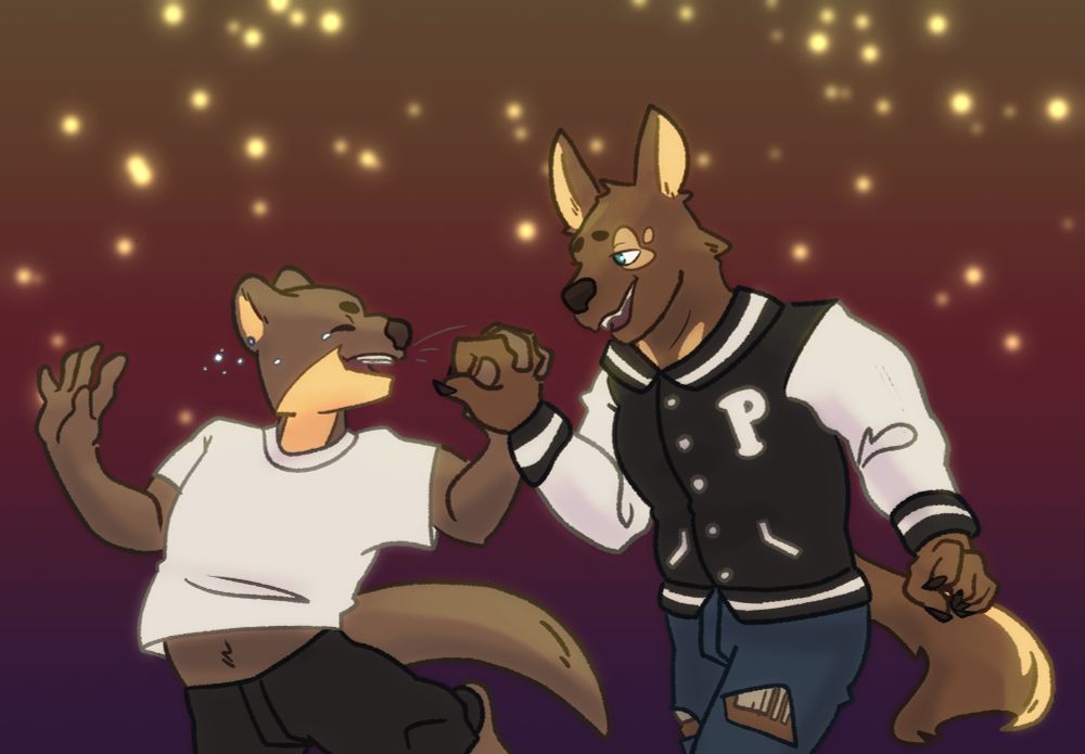 The full illustration of Cody and Aldrick dancing at Fall Fest