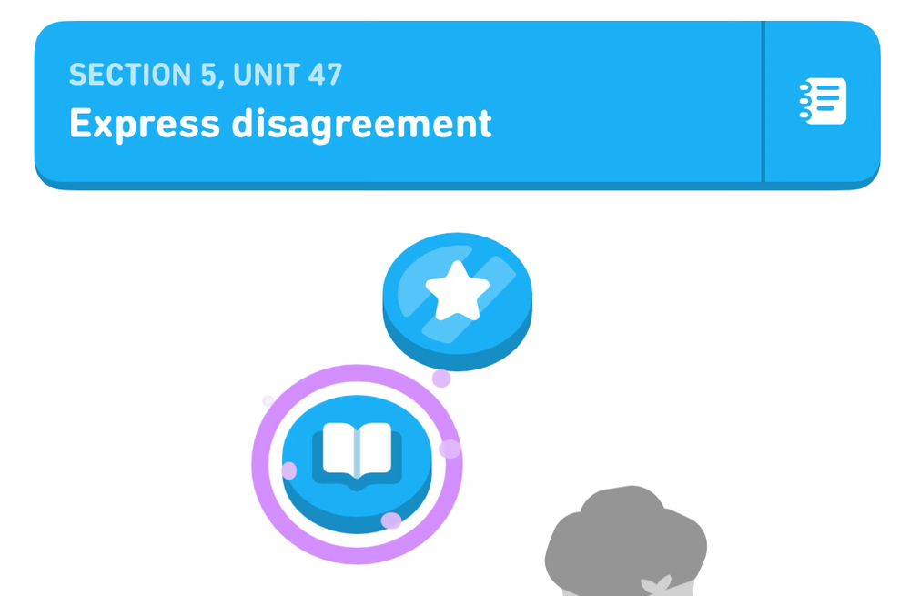 Duolingo section re expressing disagreement. 