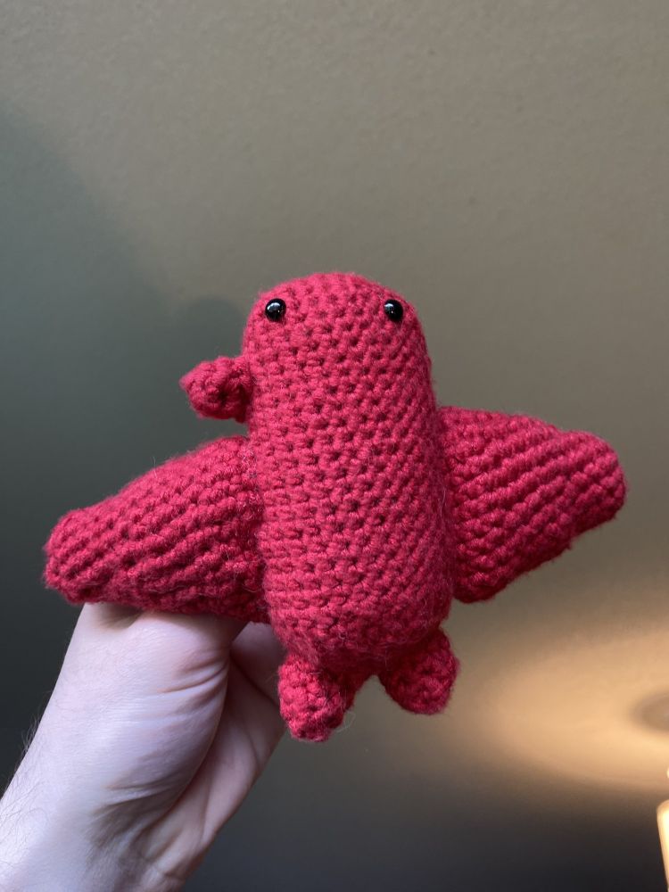 a crochet recreation of the familiar marcille makes in dungeon meshi