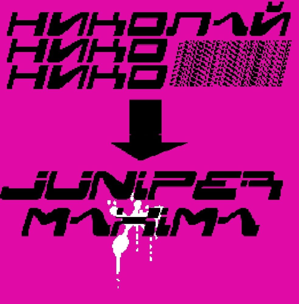Graphic showing my old username (NikoNikoNikolai) with an arrow to my new one, JuniperMaxima