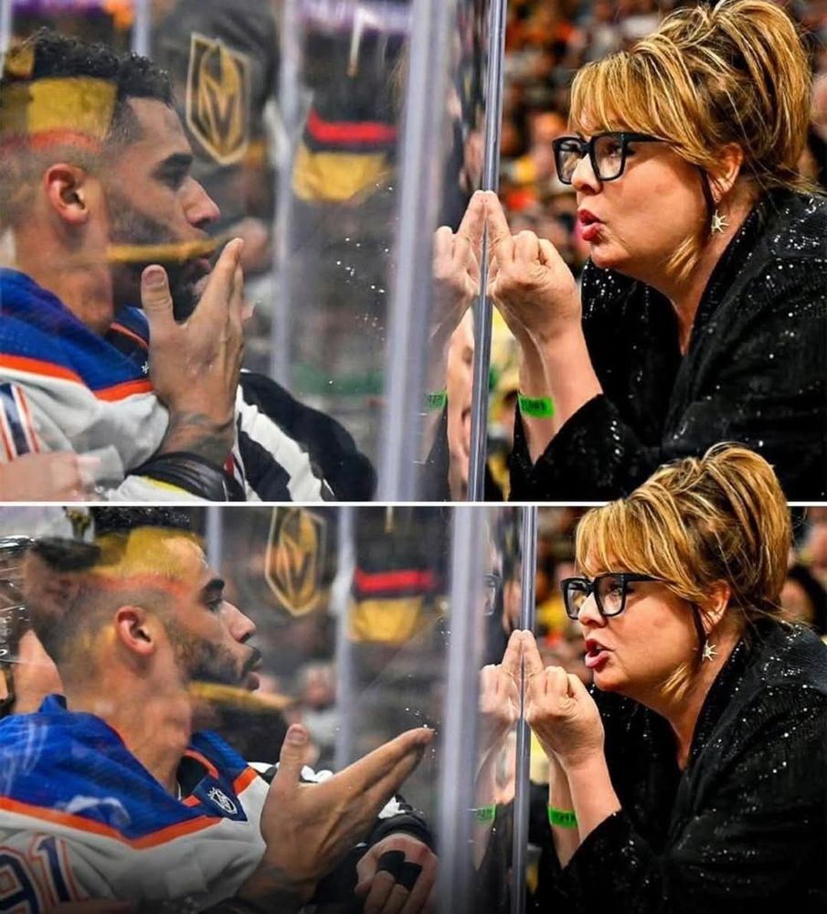 Evander Kane blows “fuck you” kisses at a Vegas fan giving him the finger. 