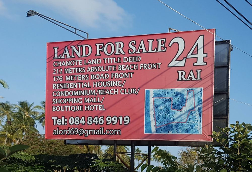 Photo of real estate for sale in Thailand with a questionably professional email address of alord69@gmail.com