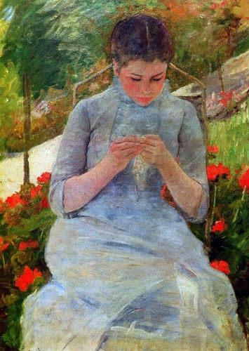 Woman with needlework Sun