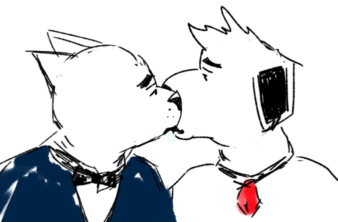 cat and dog making out
