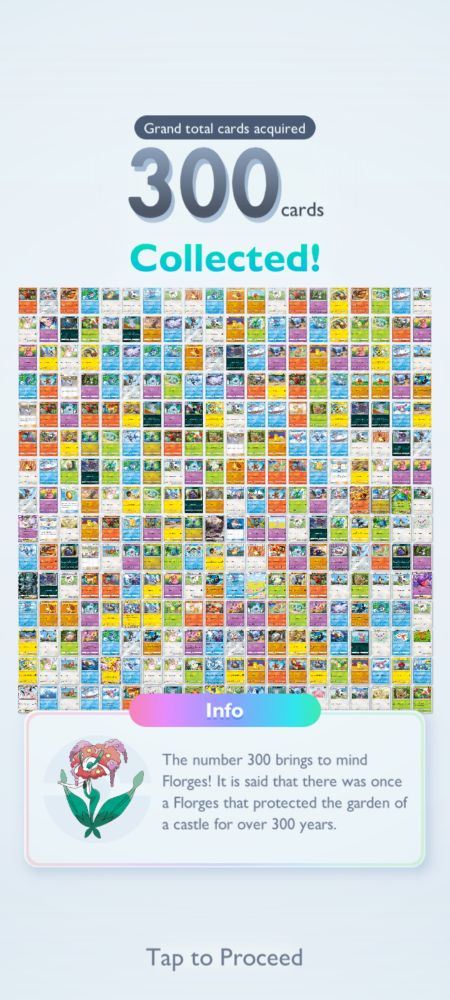 300 cards collected in Pokémon trading card game pocket 