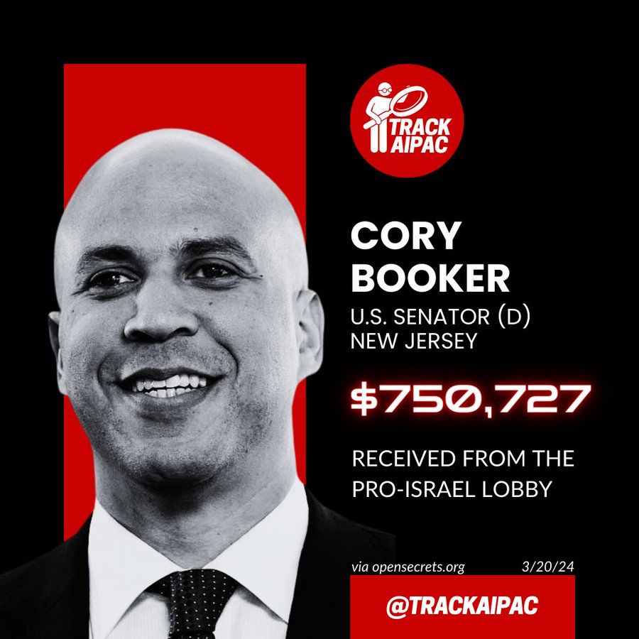 According to opensecrets.org, US Senator Cory Booker has received $750,727 from the pro Israel lobby. 
