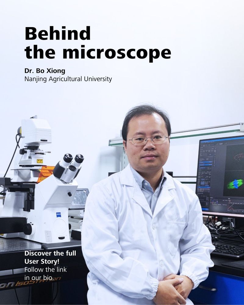 Dr. Bo Xiong in the lab at Nanjing Agricultural University with ZEISS microscope and imaging software, featured in the “Behind the Microscope” user story.