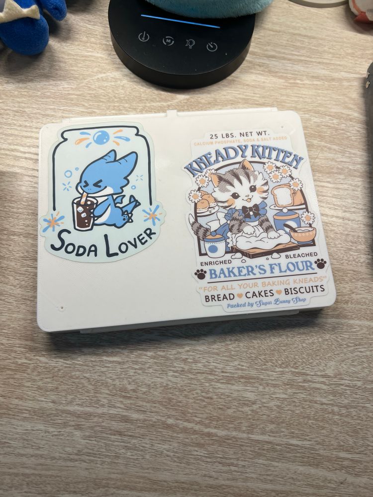 Stickers are from Part Time Dragons and Sugar Bunny Shop. 3d printed paint palette by Arts To Embers 