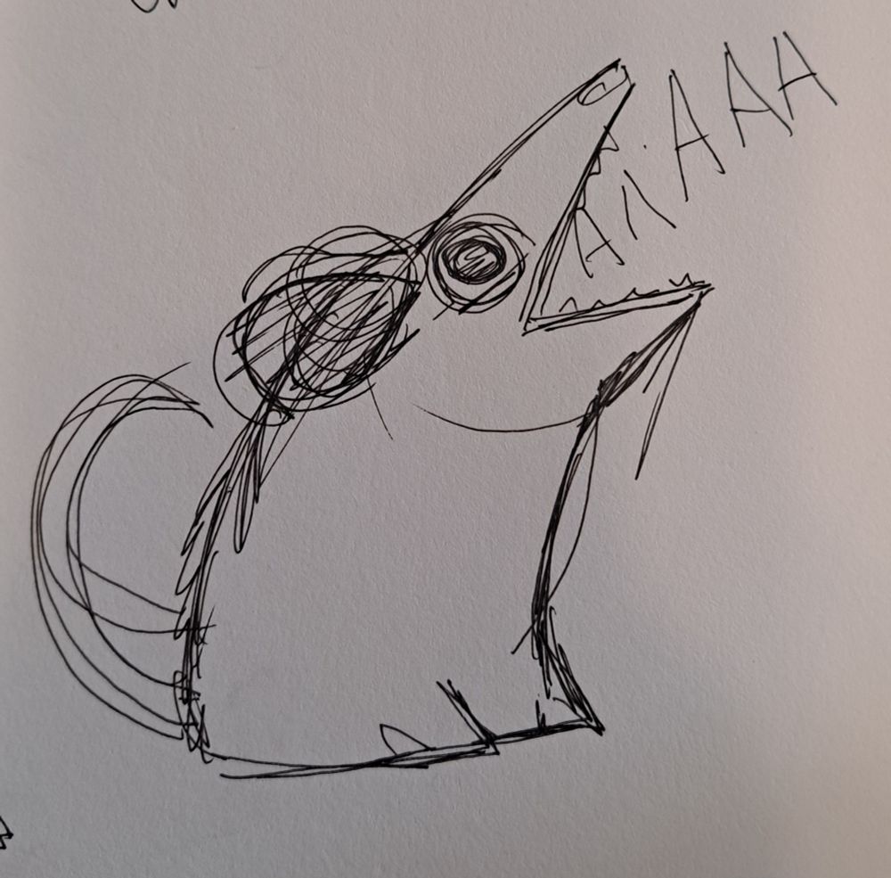 A possum is yelling aaaaaaa which currently represents my state of mind