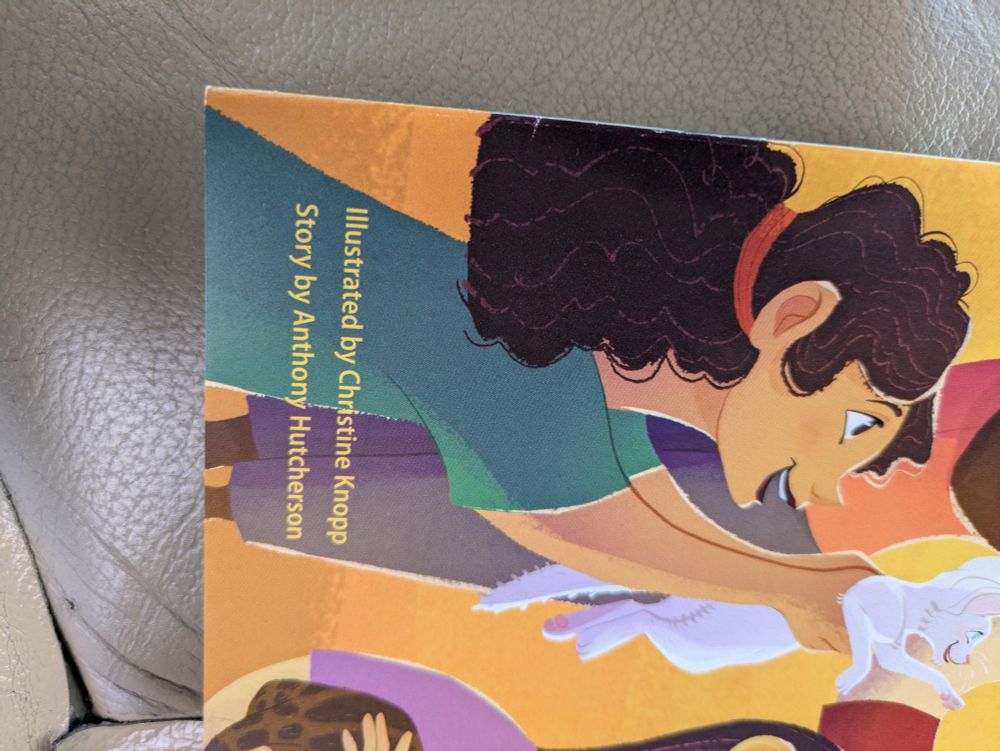 A close up of one corner with text saying "illustrated by Christine Kopp"