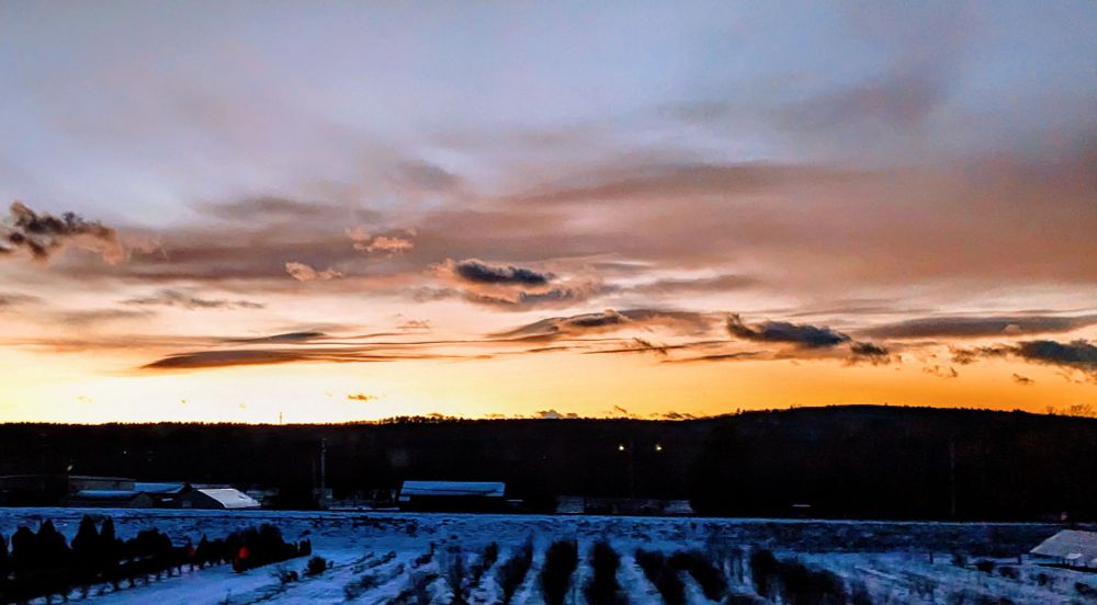 Colorful sky post set on the winter solstice.