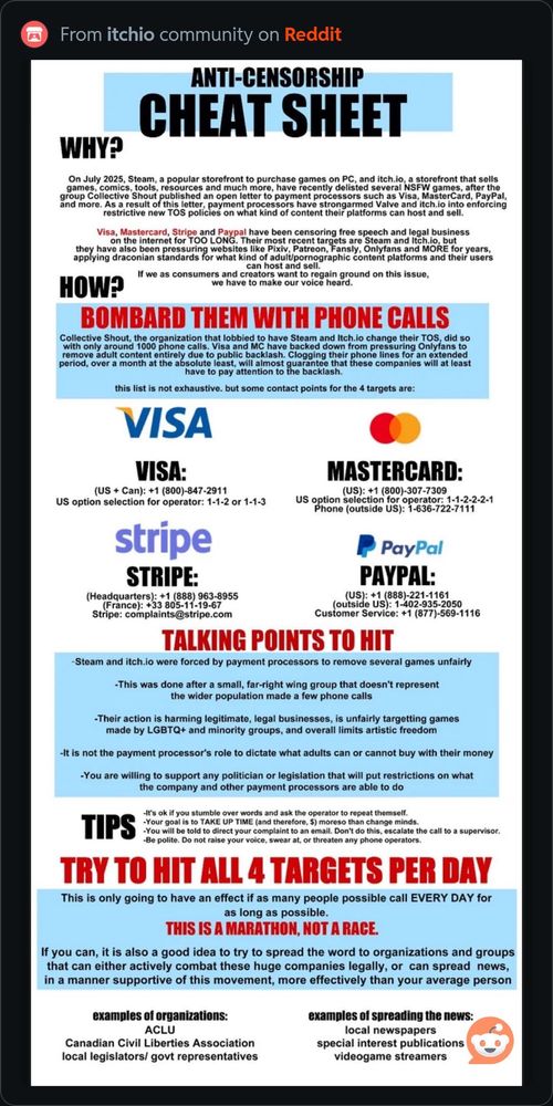 Anti-censorship cheat sheets which includes an exhaustive lists of key points 
