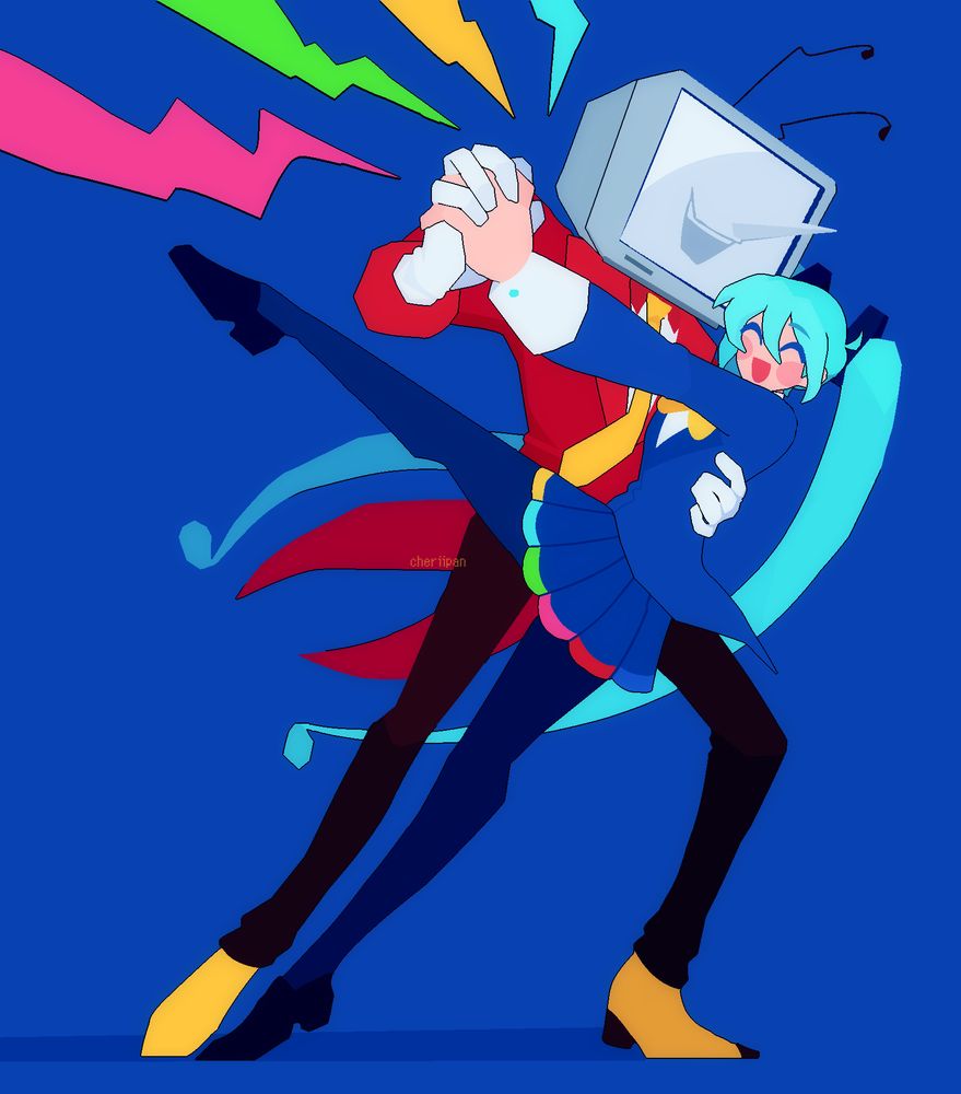 Delatrune chapter 3 spoilers

A drawing of Mr Tenna from Deltarune and Hatsune Miku from Flavor Foley's Static. They're both in a dance position, smiling, clasping hands.