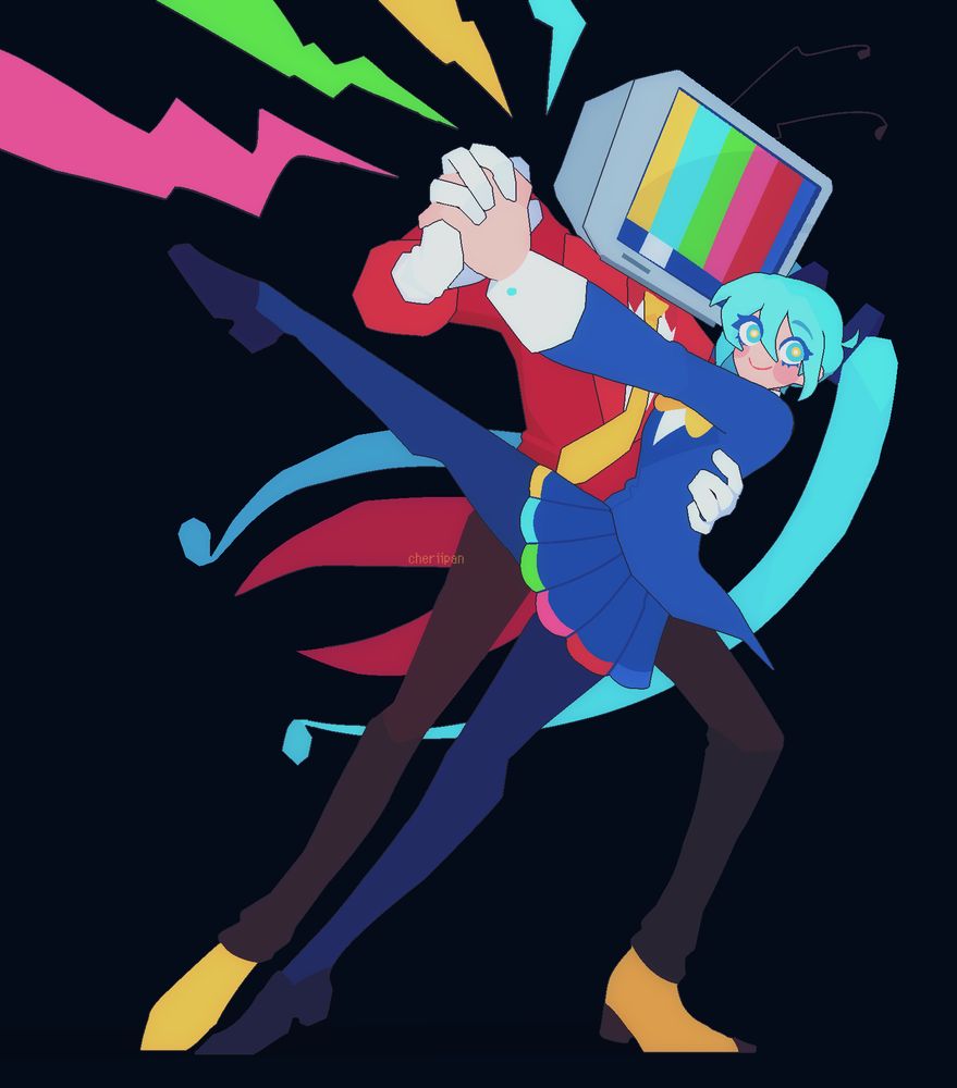 Delatrune chapter 3 spoilers

A drawing of Mr Tenna from Deltarune and Hatsune Miku from Flavor Foley's Static. They're both in a dance position, clasping hands. Tenna has a color bars screen, Miku is looking wide-eyed at the viewer.