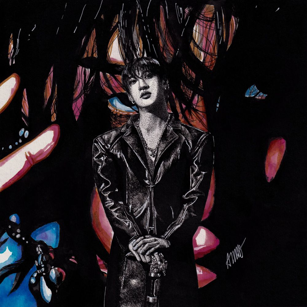 BangChan of StrayKids. Drawing done with markers and black liners.