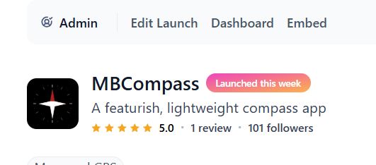 MBCompass Product Hunt launch screenshot
