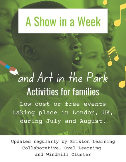 Image of children singing (thanks to The Boury Academy website) illustrate this issue of No Cost Low Cost resource for families in London - put together by Brixton Learning Collaborative, Oval Learning and Windmill Cluster
