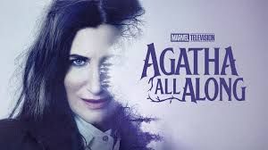 Agatha all along series poster with half the face of Agatha looking intimidating
