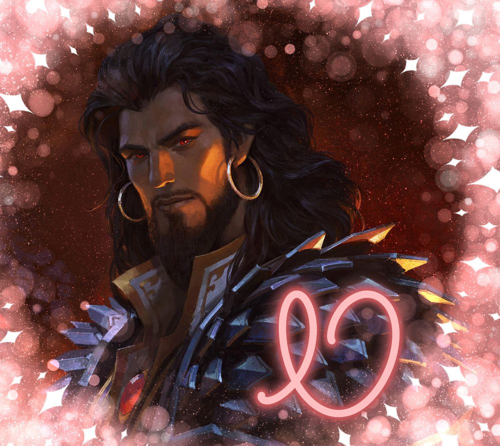 The image is official art of Wrathion from World of Warcraft. 

Except if someone bedazzled the vignette with pink and white sparkles, and a neon cursive heart. 

It's Wrathion Wednesday my dudes [LETS OUT A YODEL AND FALLS ASLEEP]