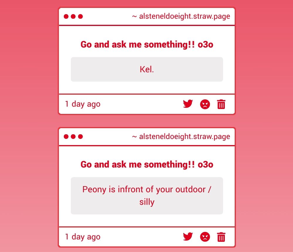 Two messages.
One reading "Kel."
Another reading "Peony is infront of your outdoor" and ending with the silly tone indicator