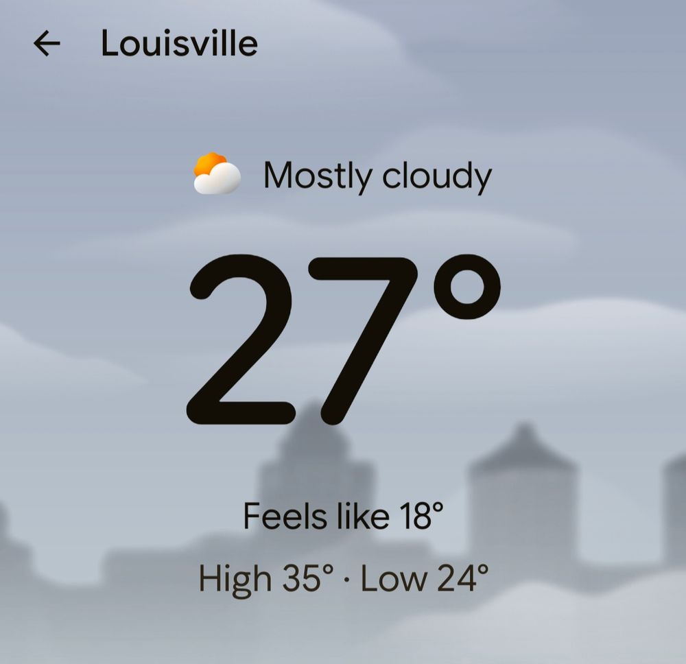 Louisville: 27°F, feels like 18°