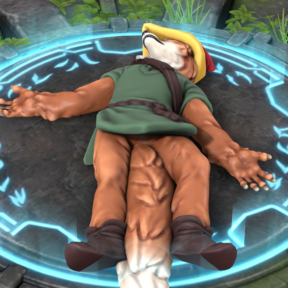Robin Hood lying on the ground exhausted.