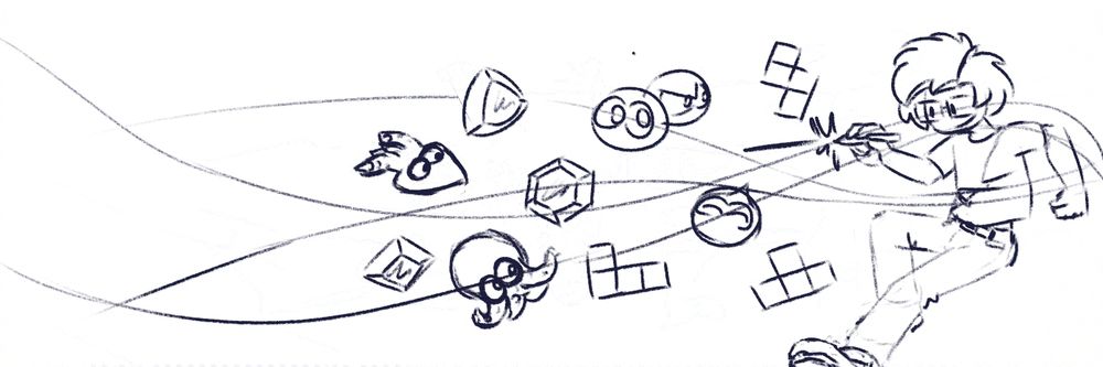 Sketch from 2023. Early design for a social media banner