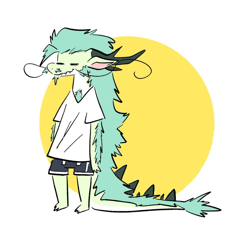 Green dragon (pike) in a white tshirt and track shorts 