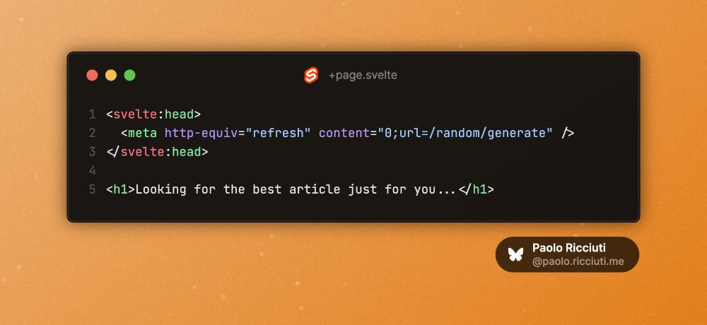 A svelte component with the following code ```svelte <h1>Looking for the best article just for you...</h1> ```