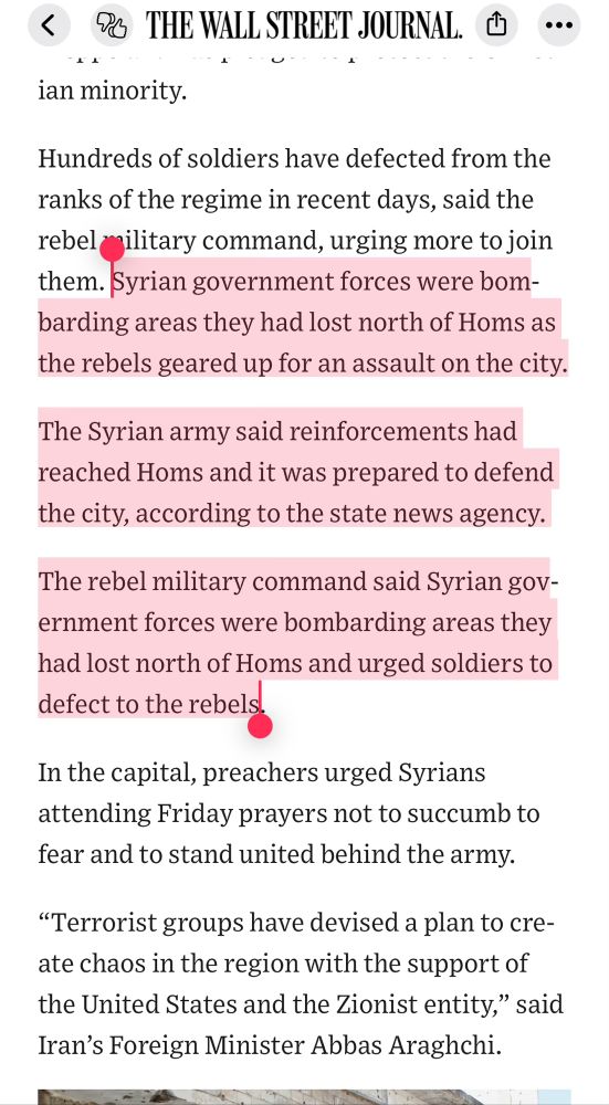 Text from the Wall Street journal article about the civil war in Syria where the same phrase repeats itself twice. 