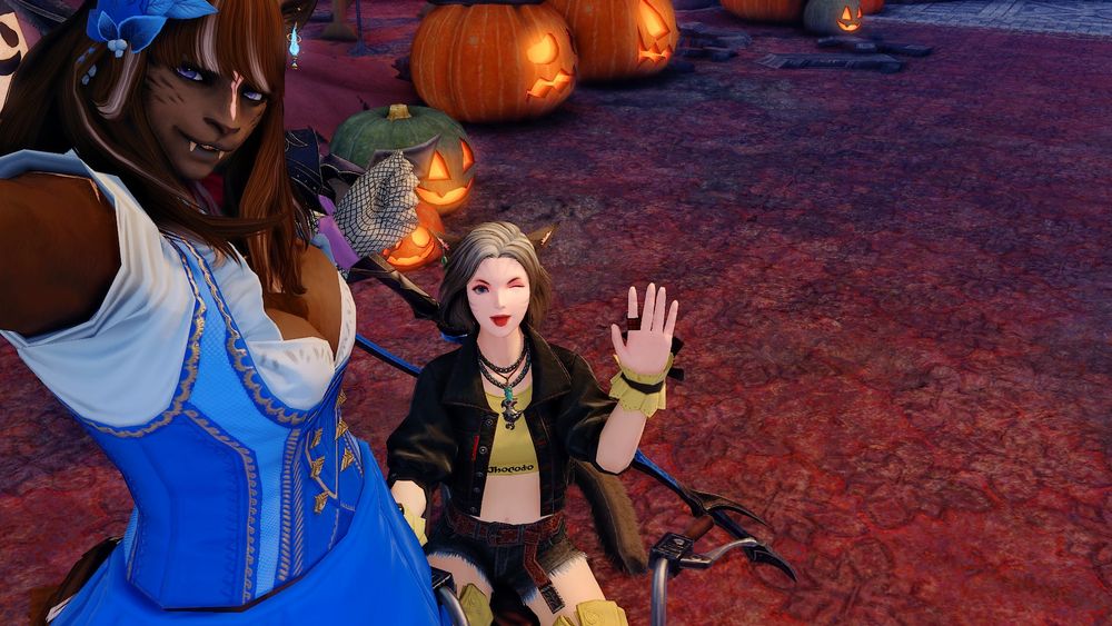 An image of Miki, Meownster, Deeziel and Jinx posing for halloween pictures as Uma horses.