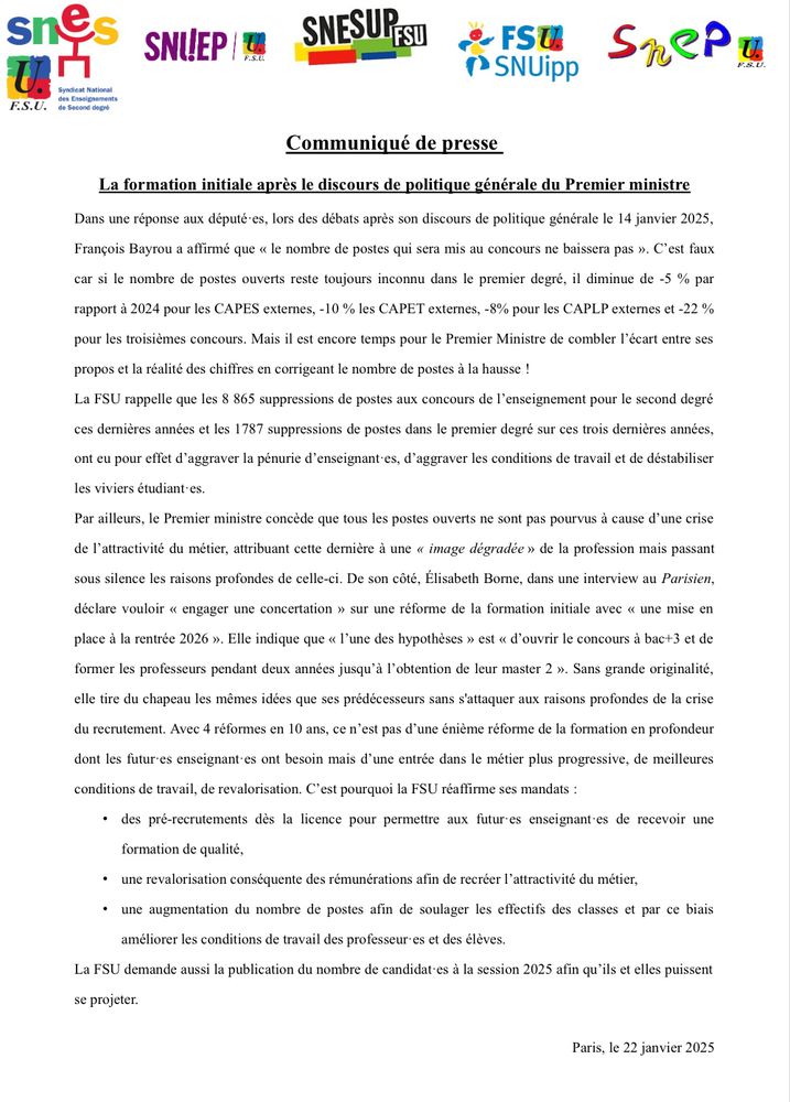 Communique FSU 