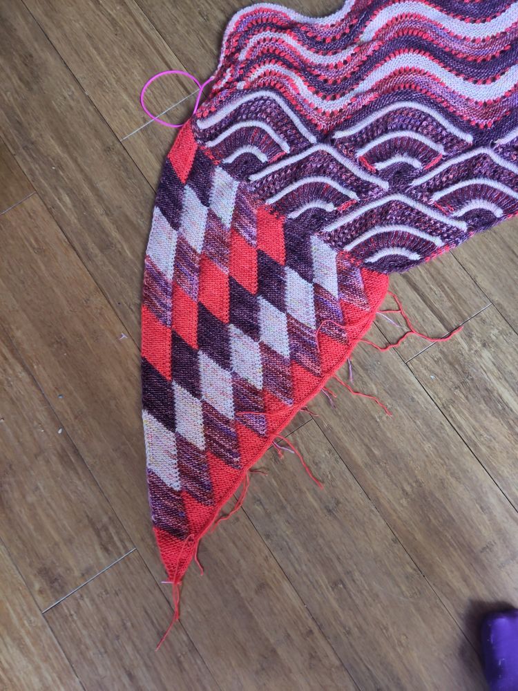 Le motif arlequin de plus près 