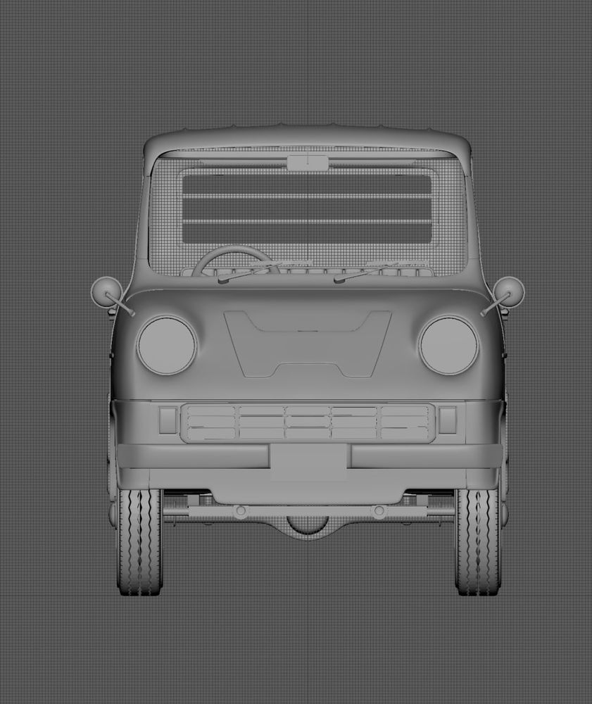 Screenshot: 3D model of the Honda T360 pickup - Wireframe off | Maya